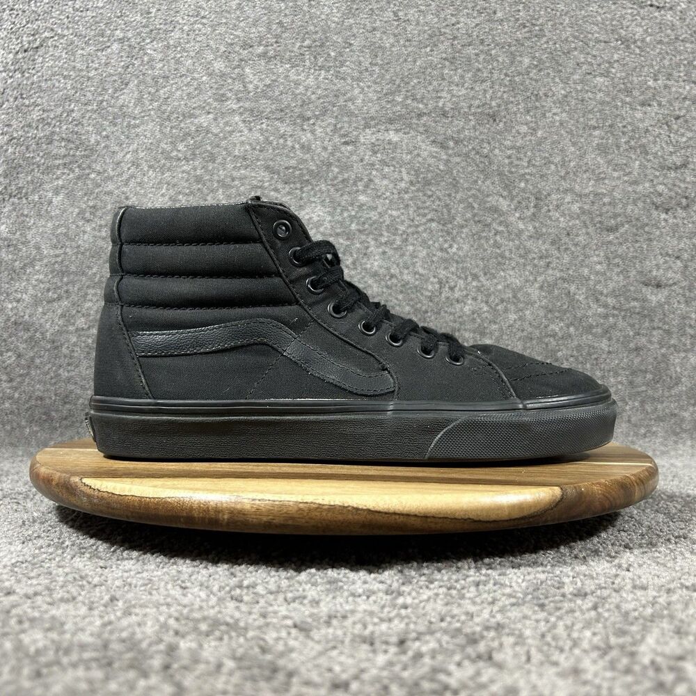 Vans Sk8-Hi Mens Sz 8.5 Women’s 10 Triple Black Canvas Skate Athletic Shoes Used